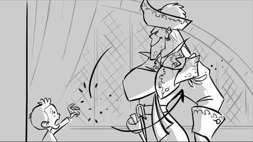 Monsters & Pirates storyboard/final tv version comparison sample 1